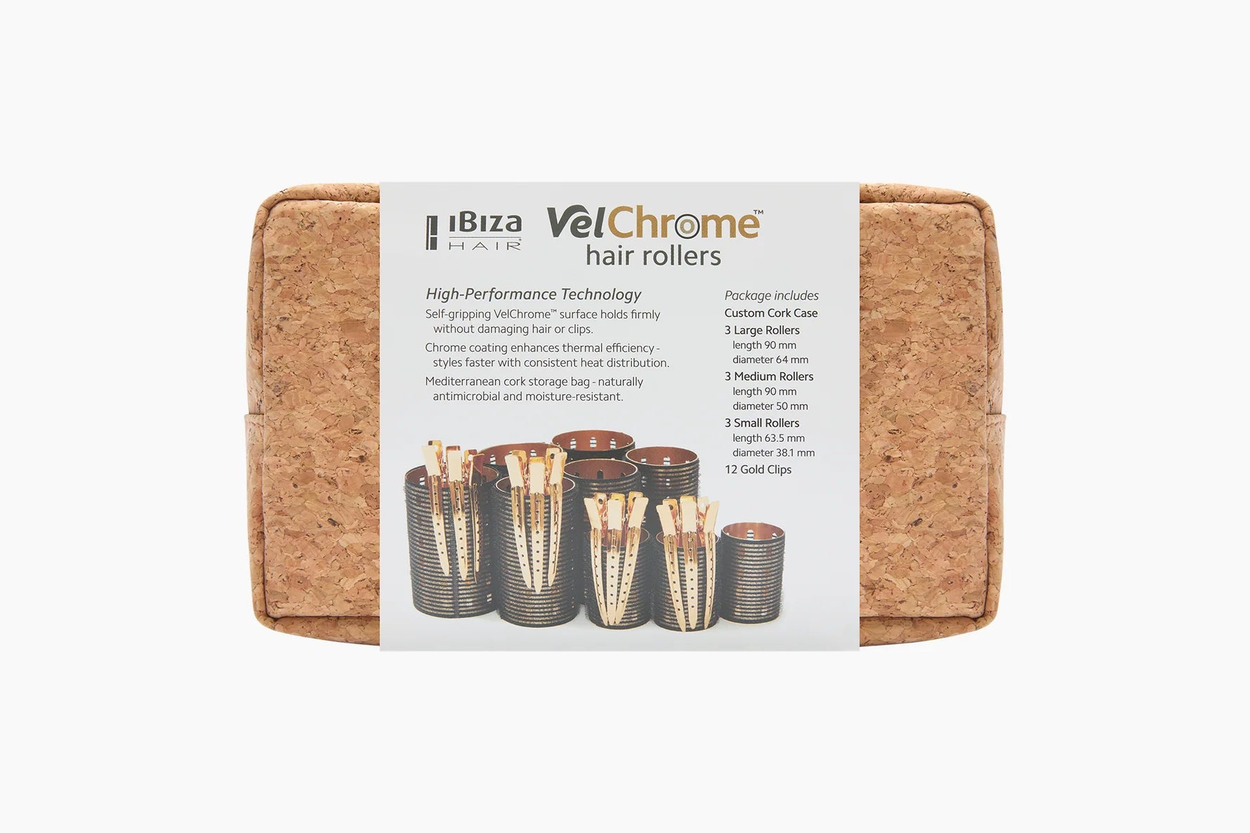 Ibiza Hair VelChrome™ Premium Thermal Hair Rollers – Set with Cork Case